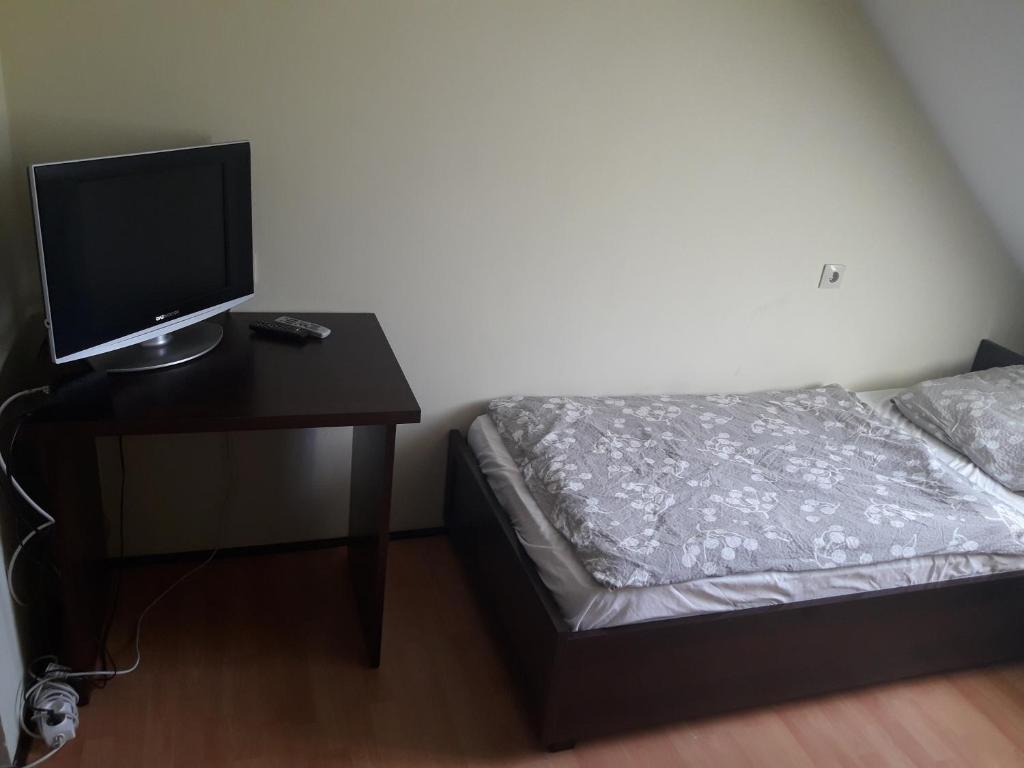 Posteľ alebo postele v izbe v ubytovaní Hostel Pałacyk