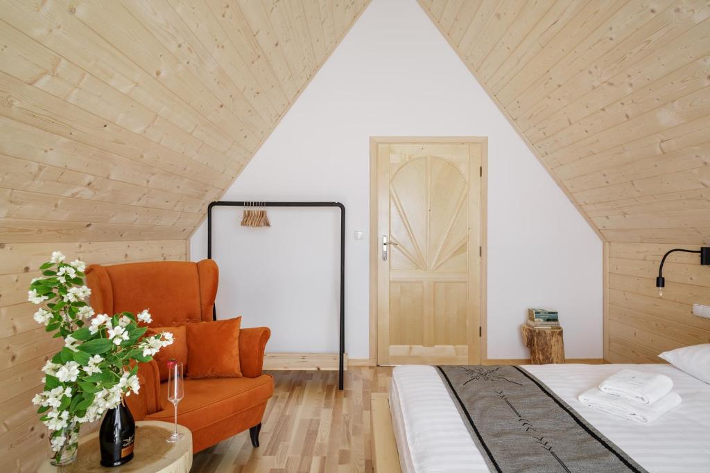 Posteľ alebo postele v izbe v ubytovaní Tatra Wood House