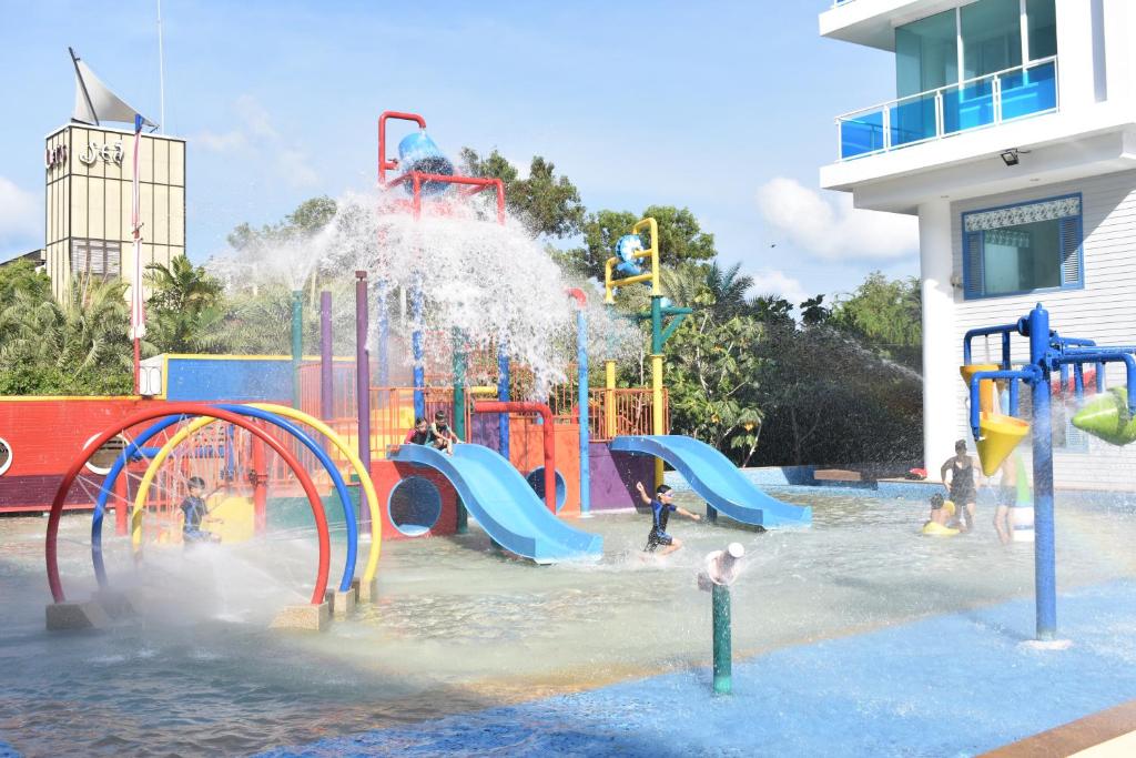 a water park with a bunch of water slides at My resort Huahin by D511 in Hua Hin