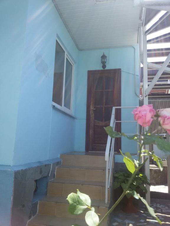 ゲレンジークにあるГостевой дом на Красных Партизан, 12の階段とドアと植物のある部屋