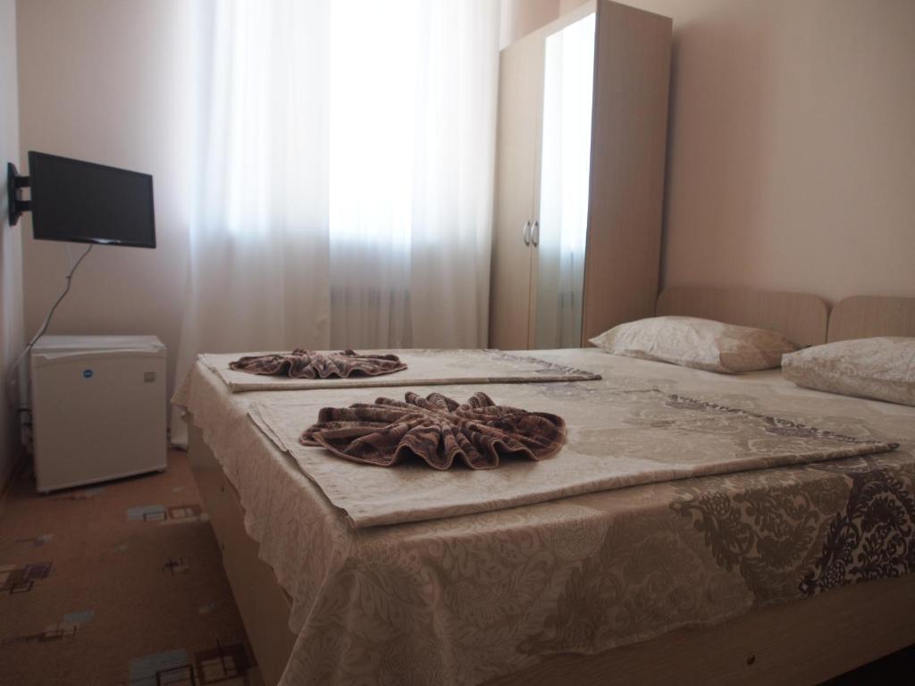 カバルジンカにあるYuzhny Platanのベッドルーム1室(毛布付きのベッド1台付)