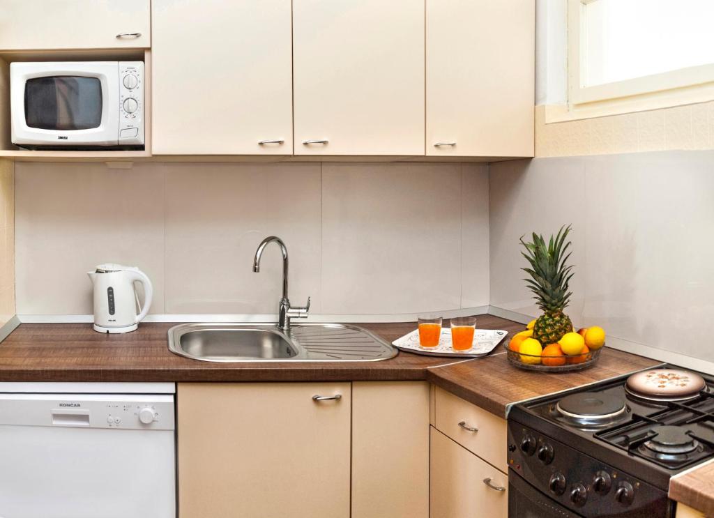 Kuchyň nebo kuchyňský kout v ubytování Apartmani Ines