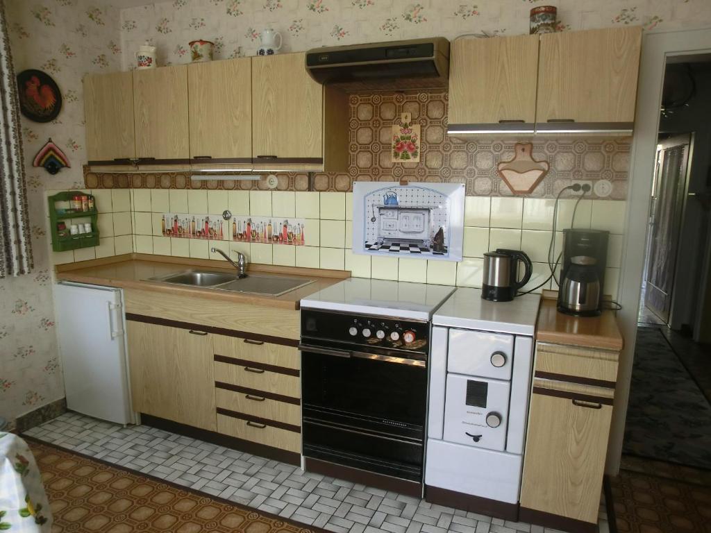 Kuchyň nebo kuchyňský kout v ubytování Omas kleines Hexenhaeusle