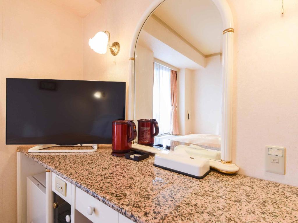 TV a/nebo společenská místnost v ubytování Kobe Sannomiya Union Hotel
