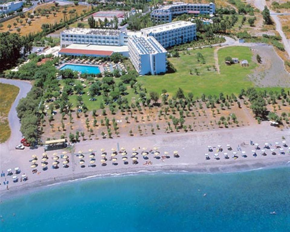 an aerial view of a resort with a beach at Irene Palace Beach Resort in Kolymbia