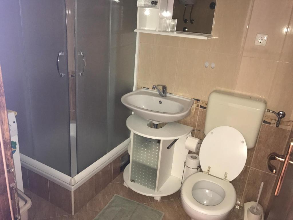 Koupelna v ubytování Apartmani Dora
