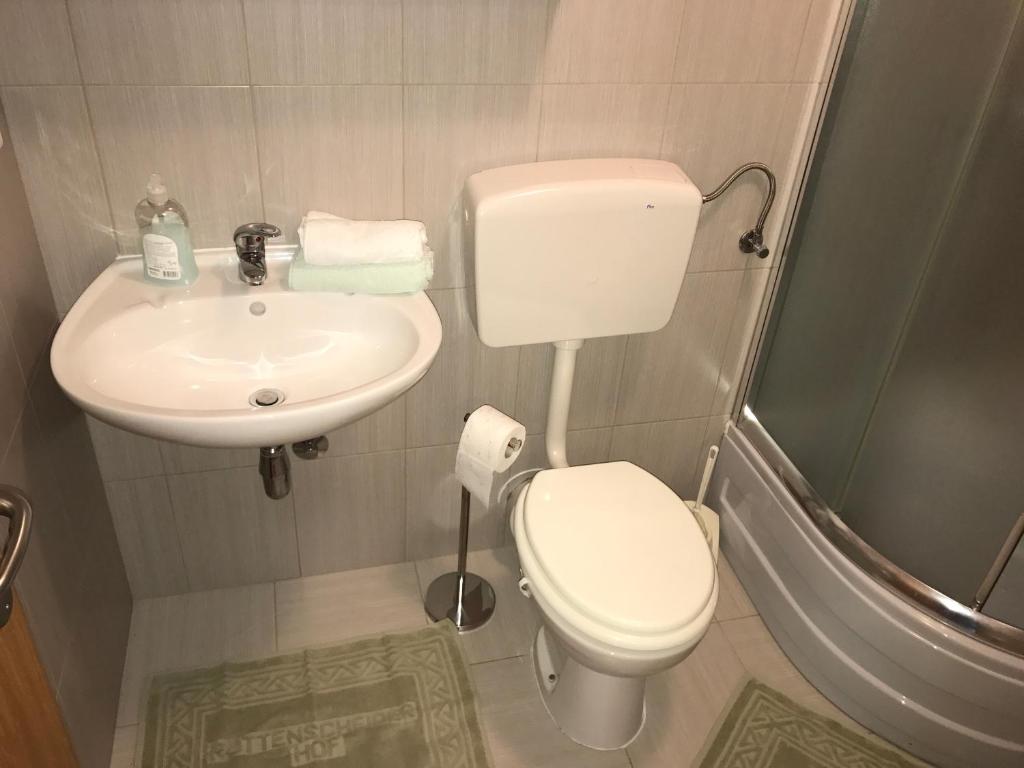 Koupelna v ubytování Apartmani Dora