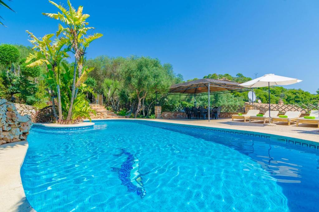 een zwembad met blauw water in een resort bij Cas Conco in S'Horta