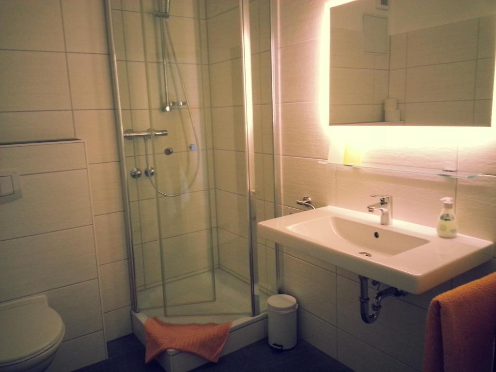 Koupelna v ubytování Naturkost-Hotel Harz