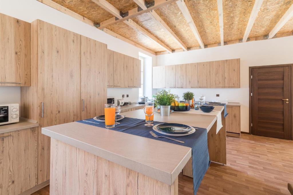 Kuchyň nebo kuchyňský kout v ubytování Hostel Antique