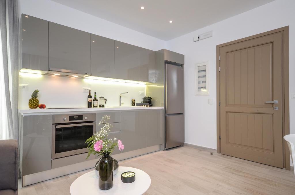 Kuchyň nebo kuchyňský kout v ubytování Elegant Apartments