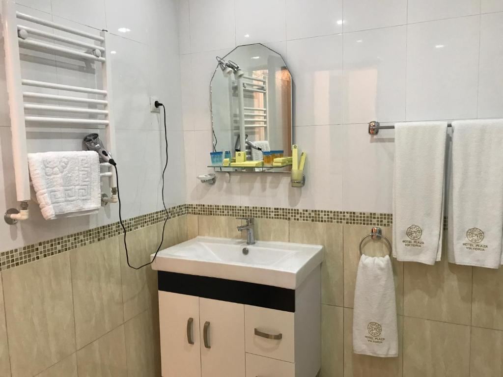 Koupelna v ubytování Hotel Plaza Viktoria