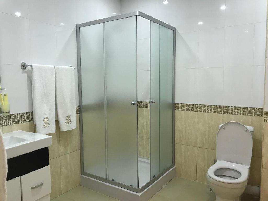 Koupelna v ubytování Hotel Plaza Viktoria