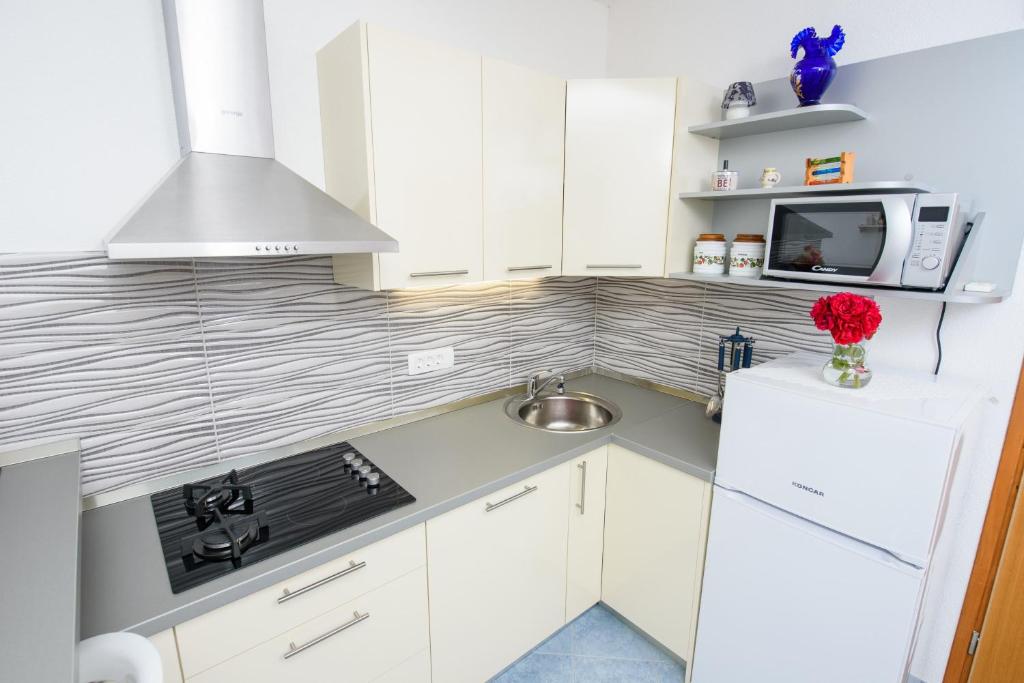 Kuchyň nebo kuchyňský kout v ubytování Apartments Patricia