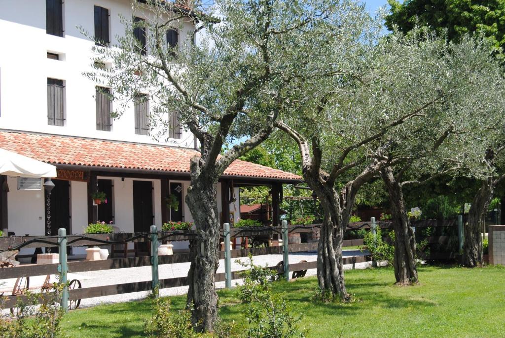 a group of trees in front of a building at La Pioppa Agriturismo in Sacile
