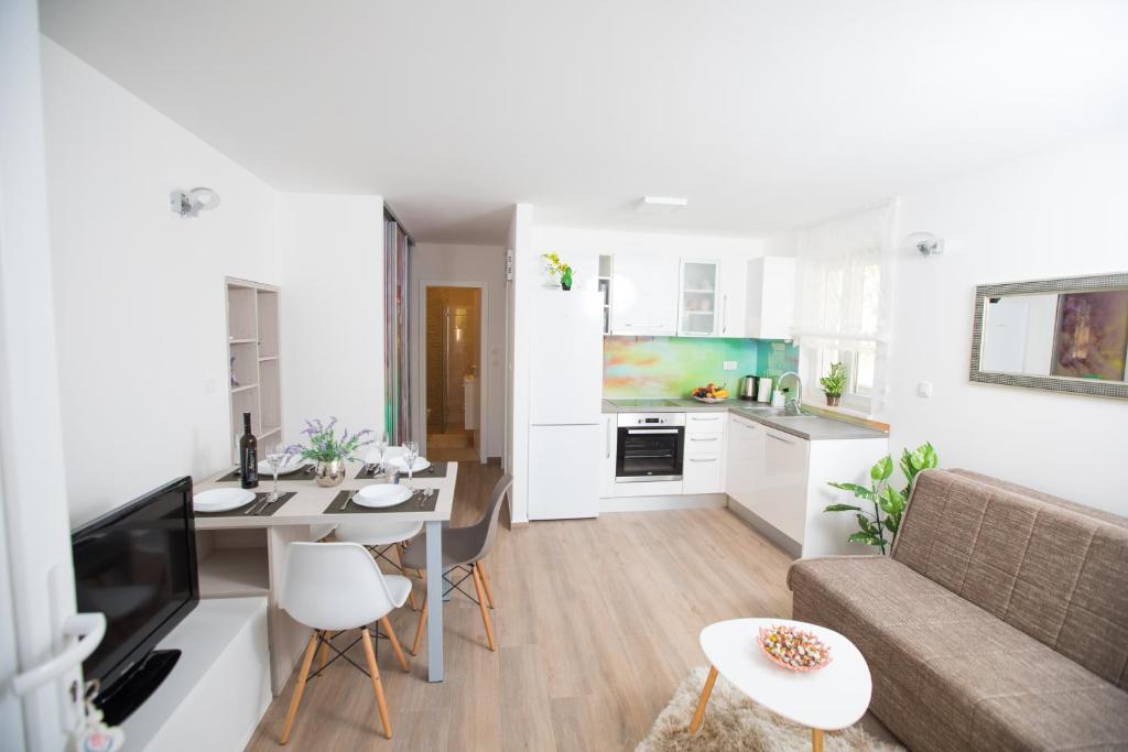 Kuchyň nebo kuchyňský kout v ubytování Apartman Roza
