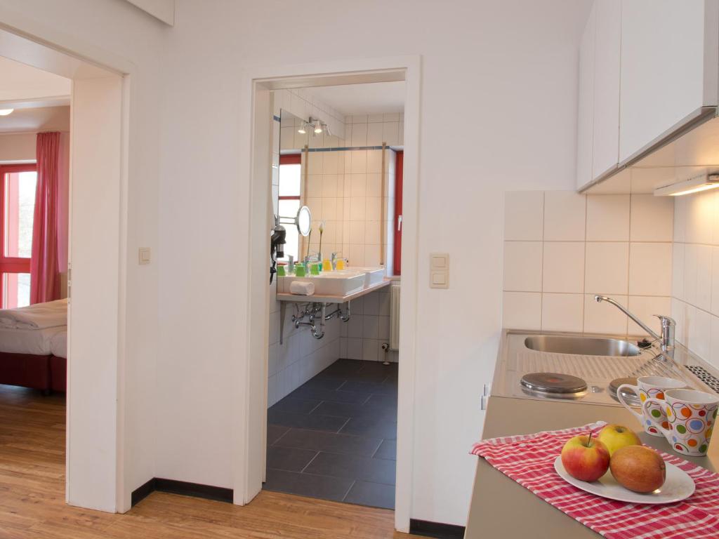 Kuchyň nebo kuchyňský kout v ubytování Avenon Privat-Hotel Am Steinberg