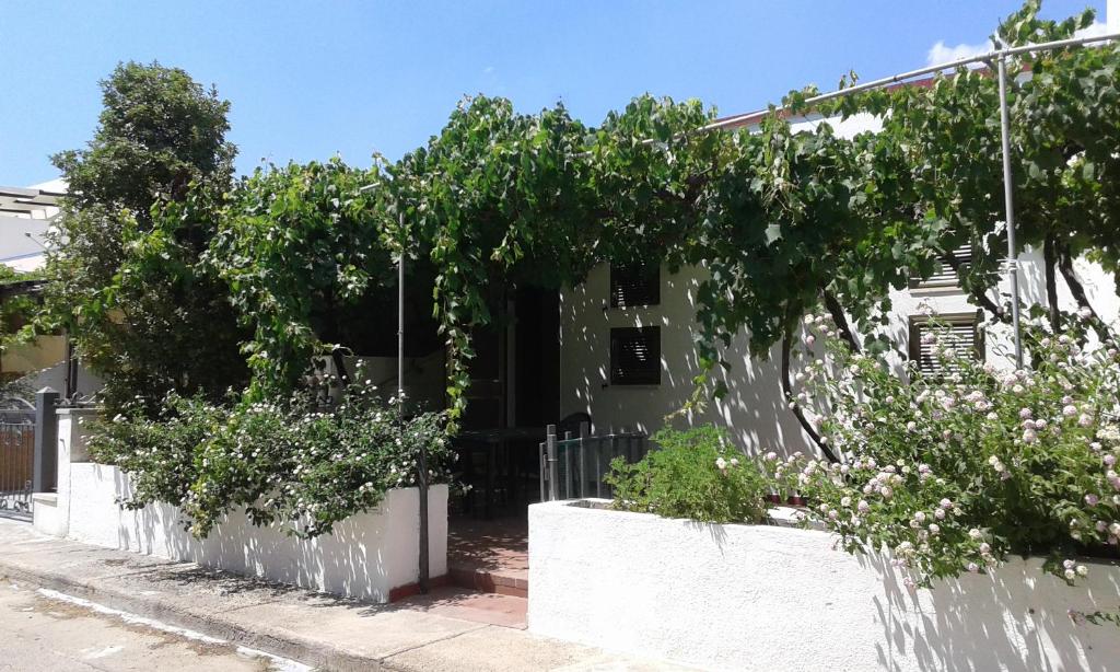 a white fence with trees in front of a house at Il Pergolato in Torre Pali