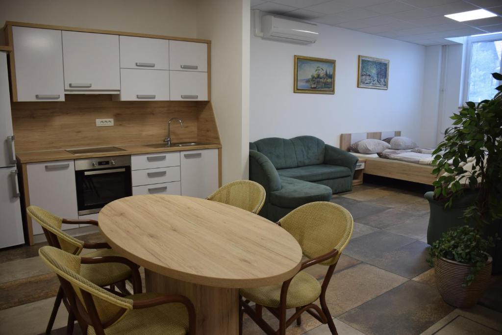Kuchyň nebo kuchyňský kout v ubytování Hostel Novak