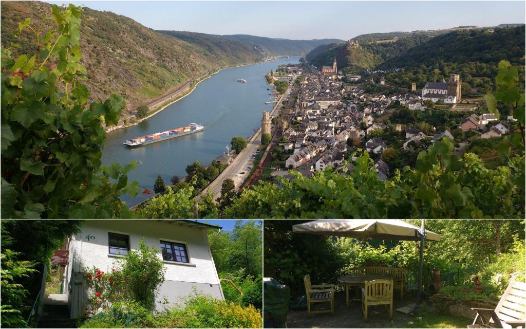 Blick auf gemütliches kleines Ferienhaus aus der Vogelperspektive