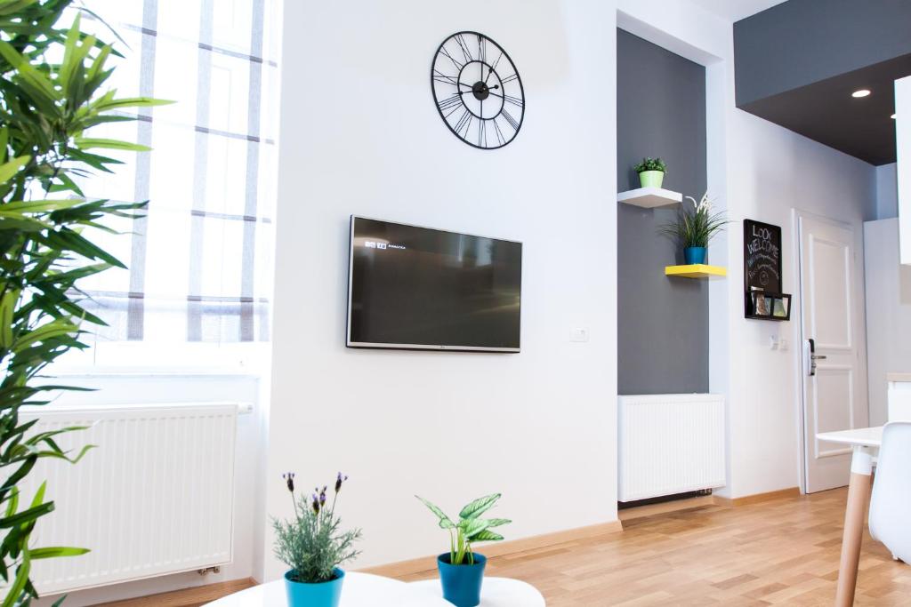 TV a/nebo společenská místnost v ubytování LOOX apartments Hatzova