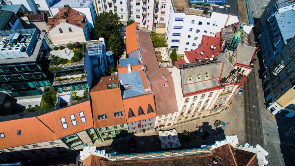 Widok na miasto Brno z tego hotelu