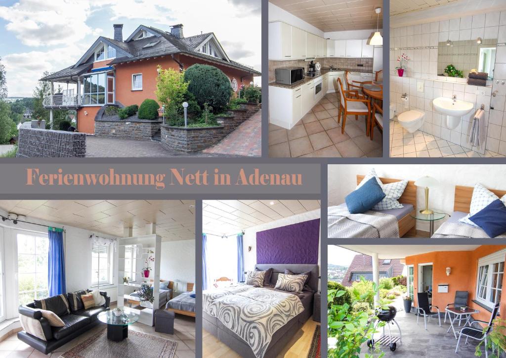 een collage van foto's van een huis bij Ferienwohnung Nett in Adenau