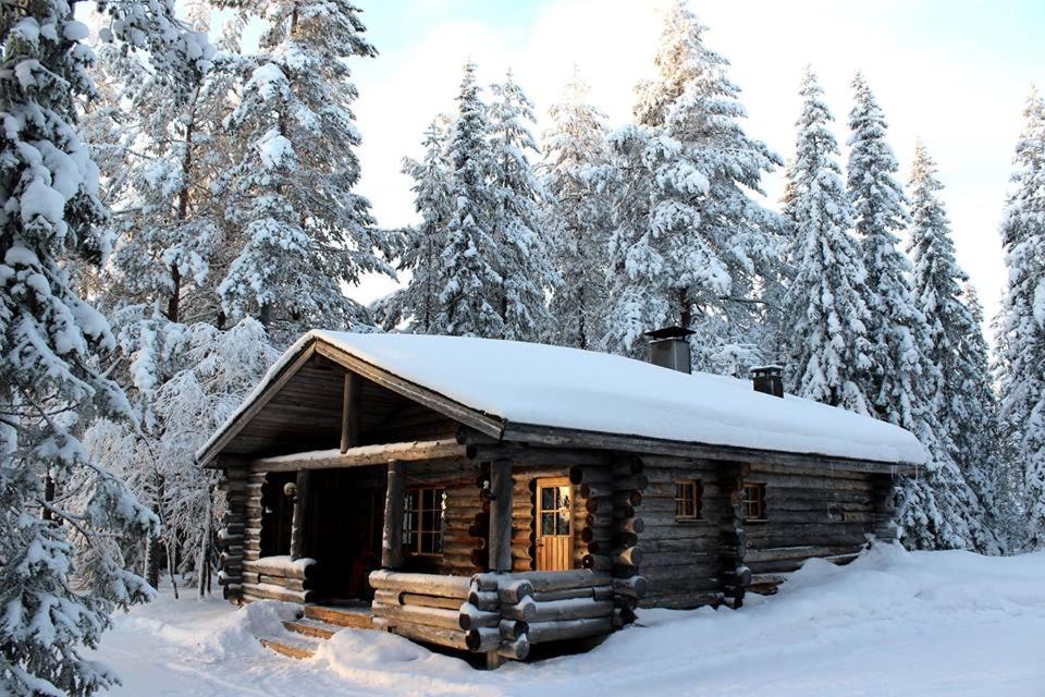 a log cabin with snow on top of it at Kero 15 in Syöte