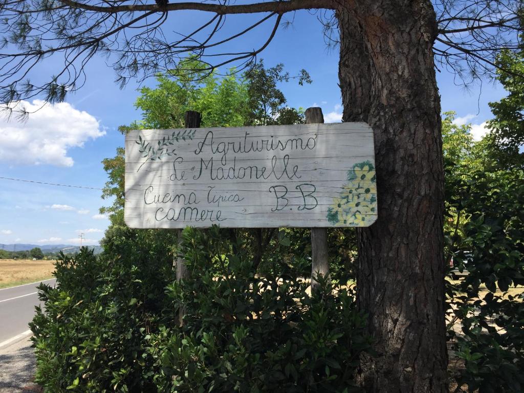 a sign that is next to a tree at Agriturismo le madonnelle in Civitella dʼAgliano