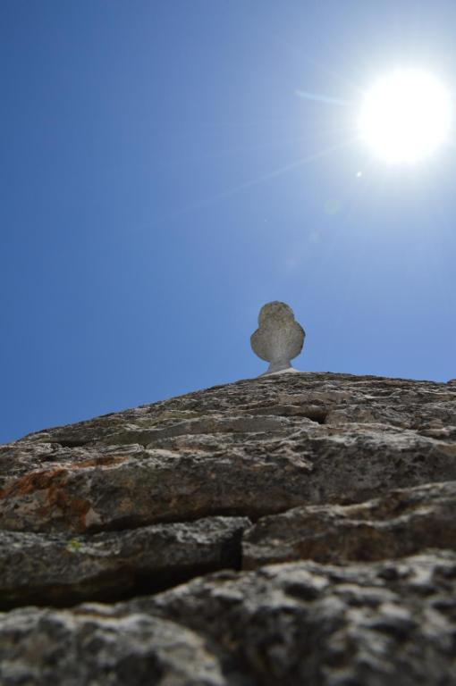 un hongo sentado sobre una roca en Trulli Casa Alberobello, en Alberobello