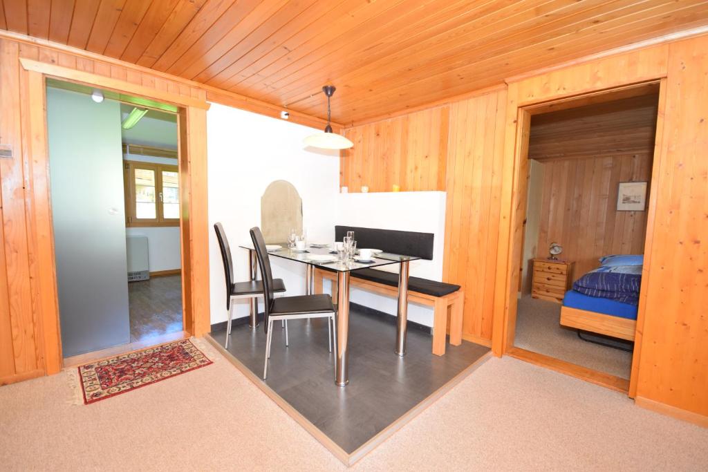 Uma cama ou camas num quarto em Chalet Bim Chilchli