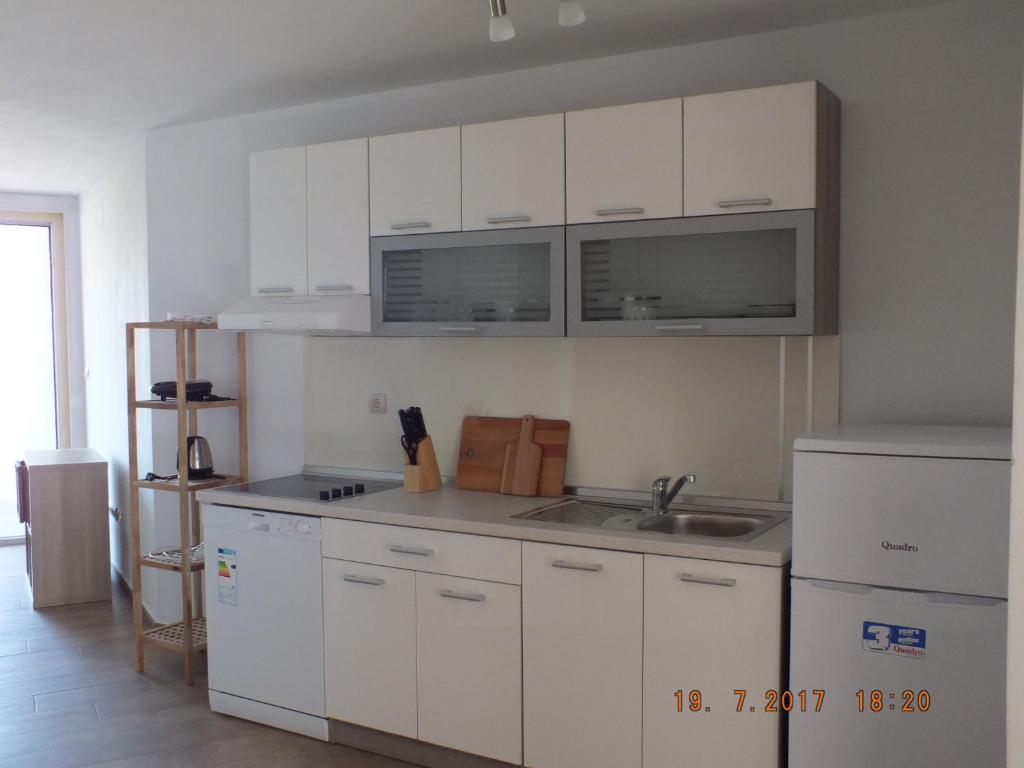 Kuchyň nebo kuchyňský kout v ubytování Apartments More