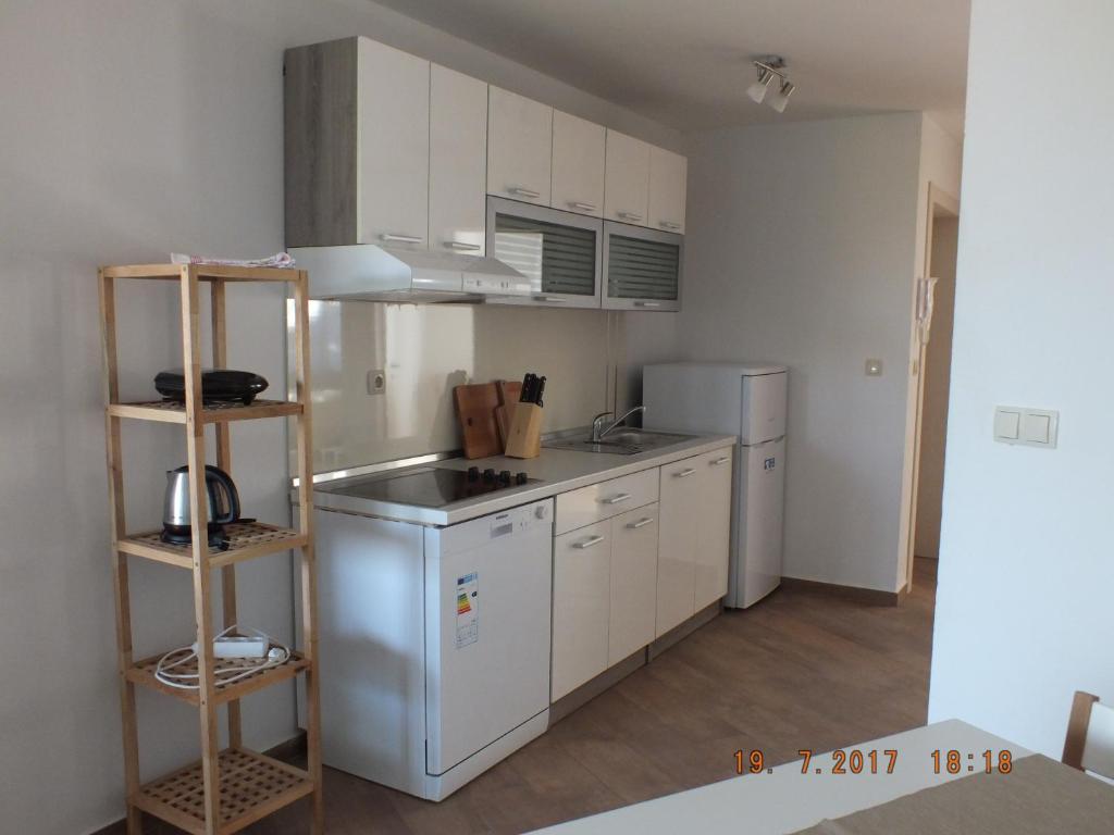 Kuchyň nebo kuchyňský kout v ubytování Apartments More