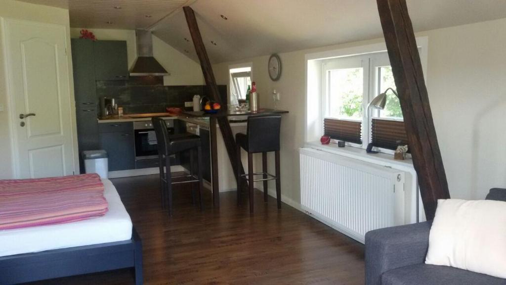 Postel nebo postele na pokoji v ubytování Haus Königsstieg