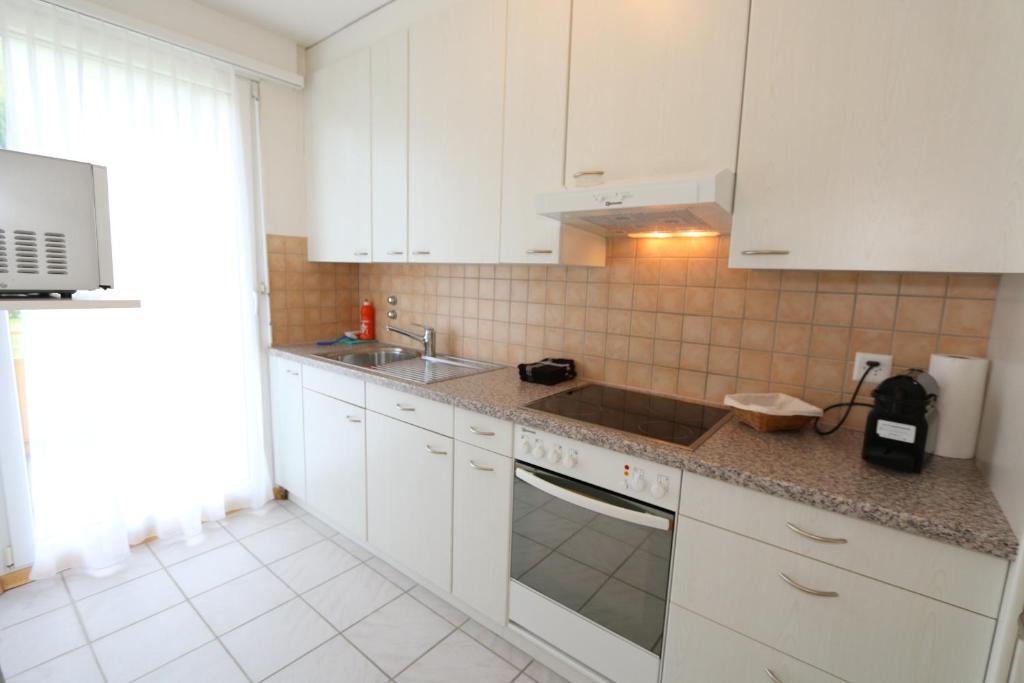 Kuchyň nebo kuchyňský kout v ubytování Apartment Bünda