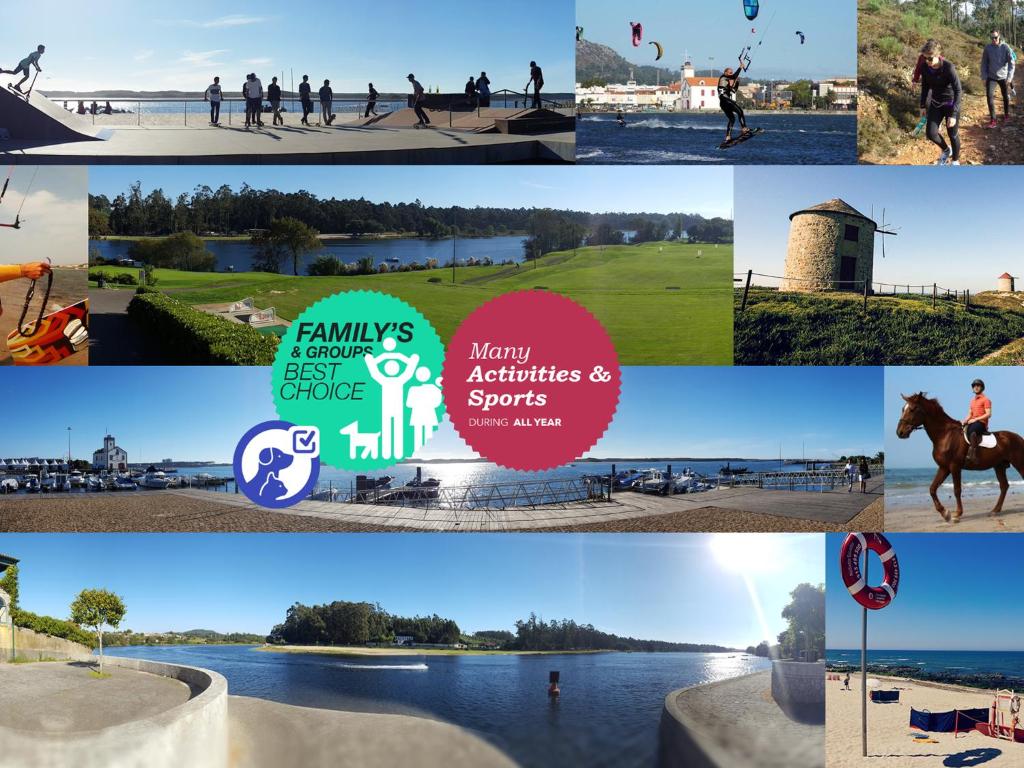 a collage of photos of various activities and events at Moleiro's Country House in Esposende