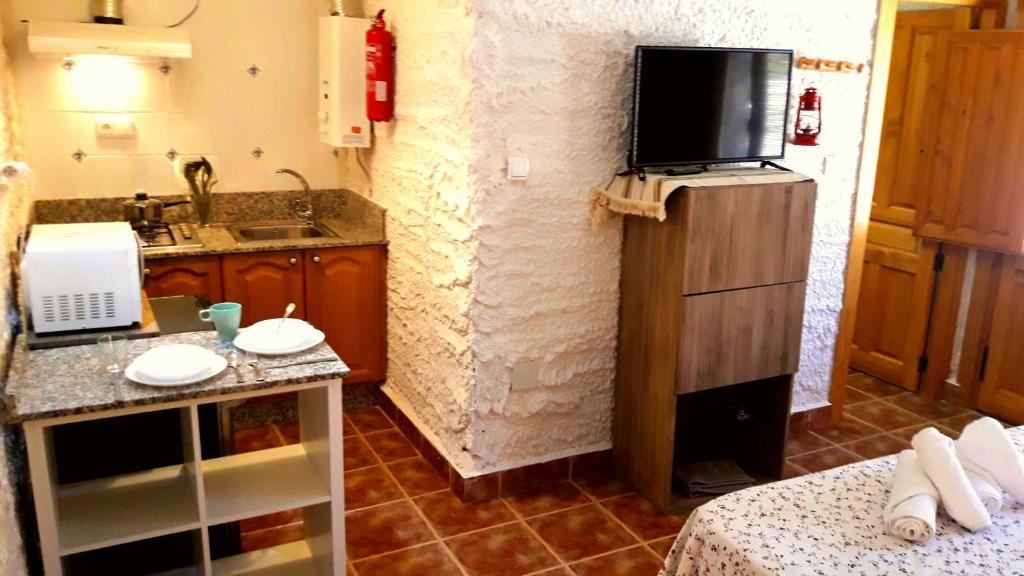 Kuchyň nebo kuchyňský kout v ubytování Casas y Cuevas El Solins