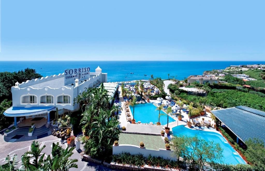 an aerial view of a resort with a swimming pool at Sorriso Thermae Resort & Spa in Ischia