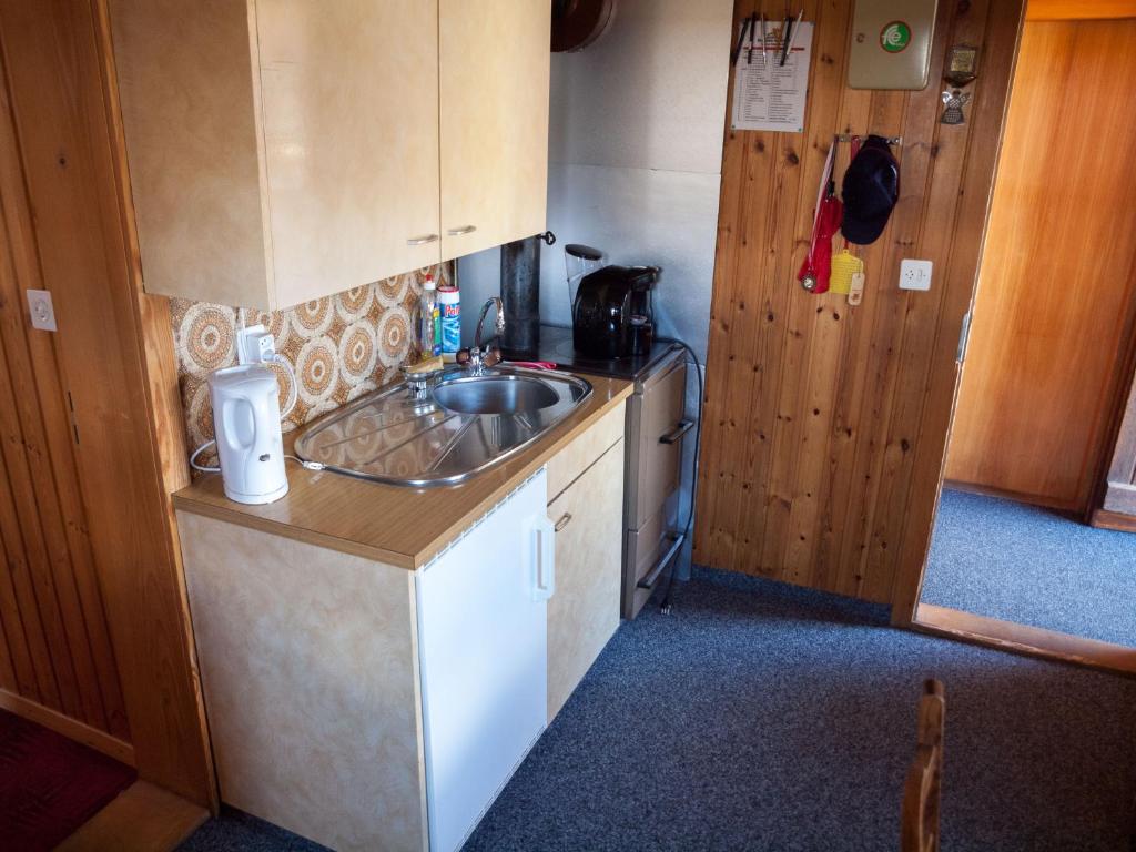 Kuchyň nebo kuchyňský kout v ubytování Gruppenhaus im Walliser Alpstyle