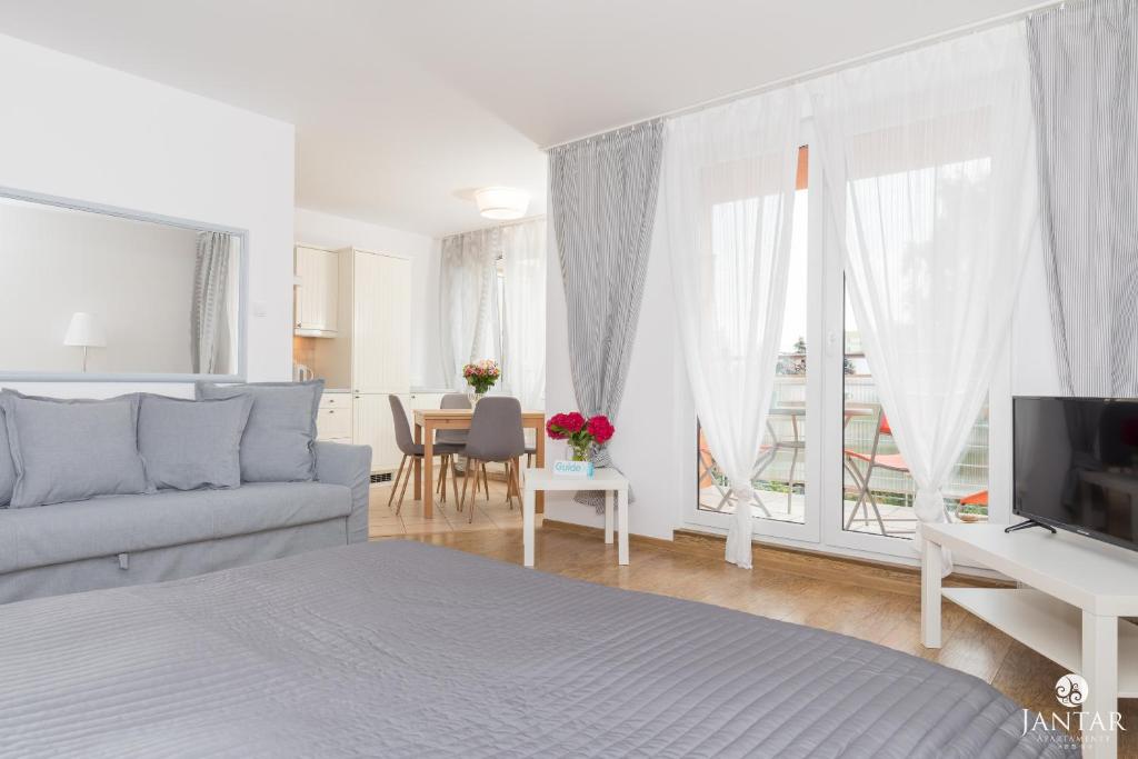 Televízia a/alebo spoločenská miestnosť v ubytovaní Jantar Apartamenty- Zielone Tarasy
