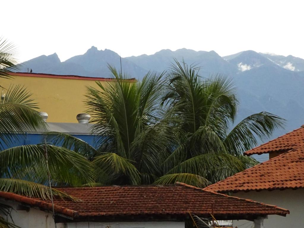 a group of palm trees in front of mountains at Resende Flats GR in Resende
