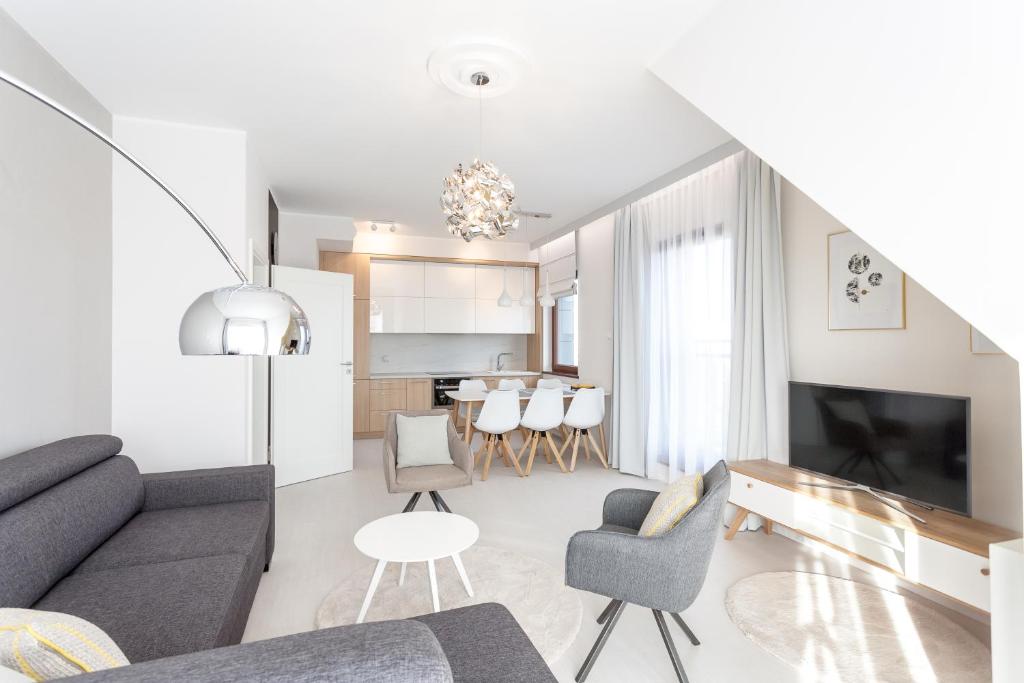 Posedenie v ubytovaní GRANO APARTMENTS Gdańsk Motława SPA & Wellness