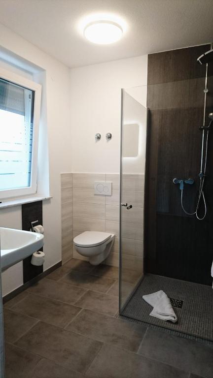 Koupelna v ubytování Gästehaus Langhammer