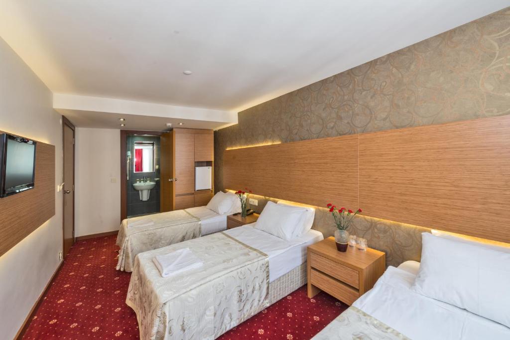 A television and/or entertainment centre at Erbazlar Hotel