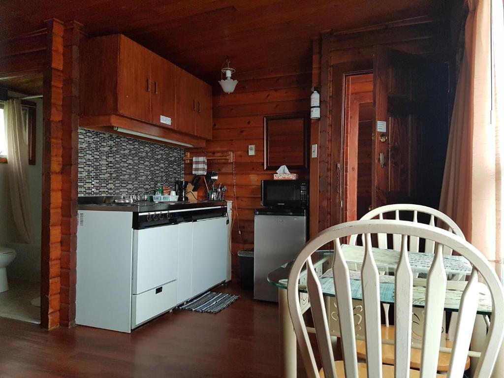 Kuchyň nebo kuchyňský kout v ubytování Flamingo Motel