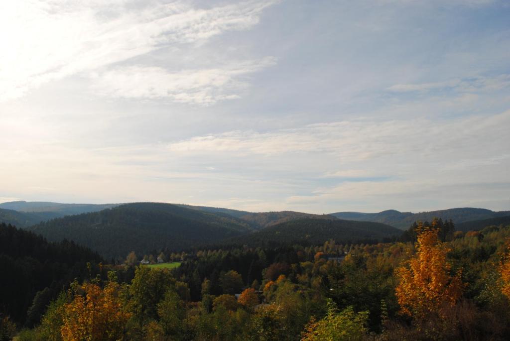 a view of the mountains and forests in the fall at Landgasthof Gruss in Brilon