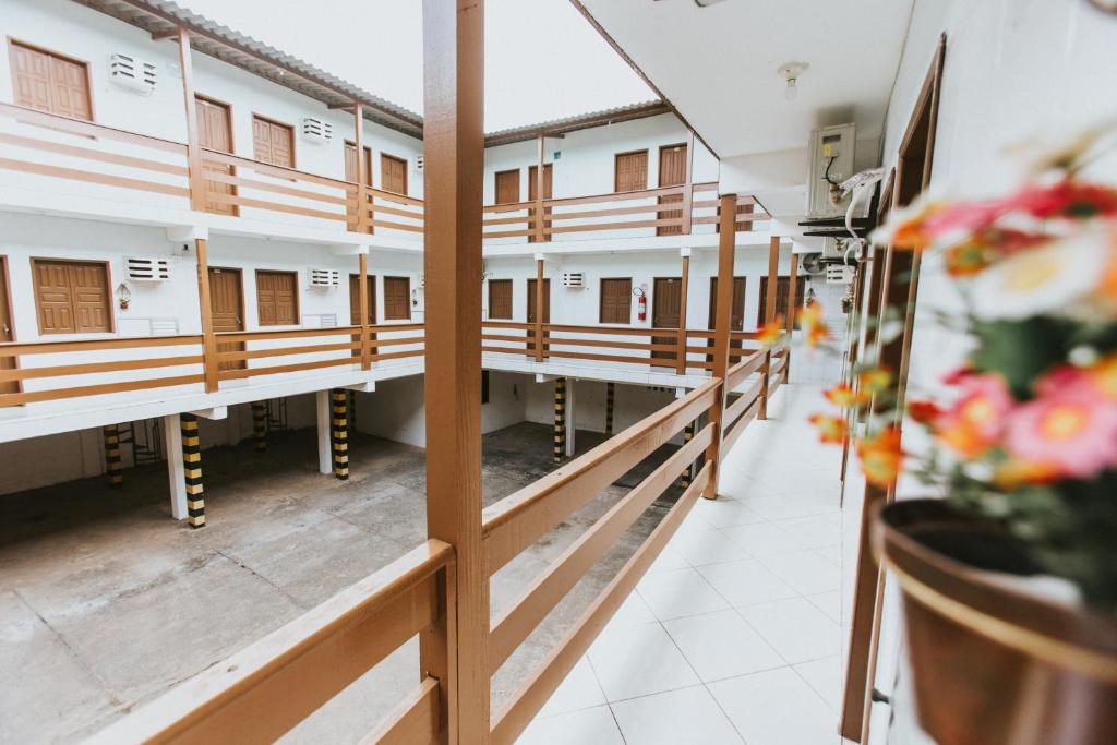 a view from the balcony of a building at Hotel Rios in São Sebastião do Passé