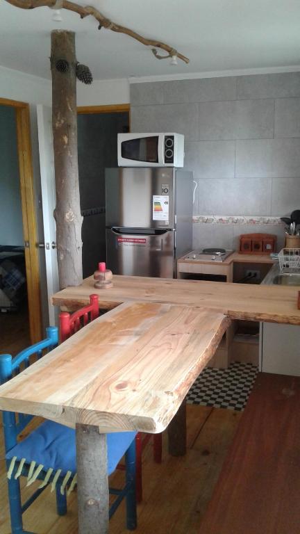Kuchyň nebo kuchyňský kout v ubytování Cabanas Viento Sur. Los Vilos