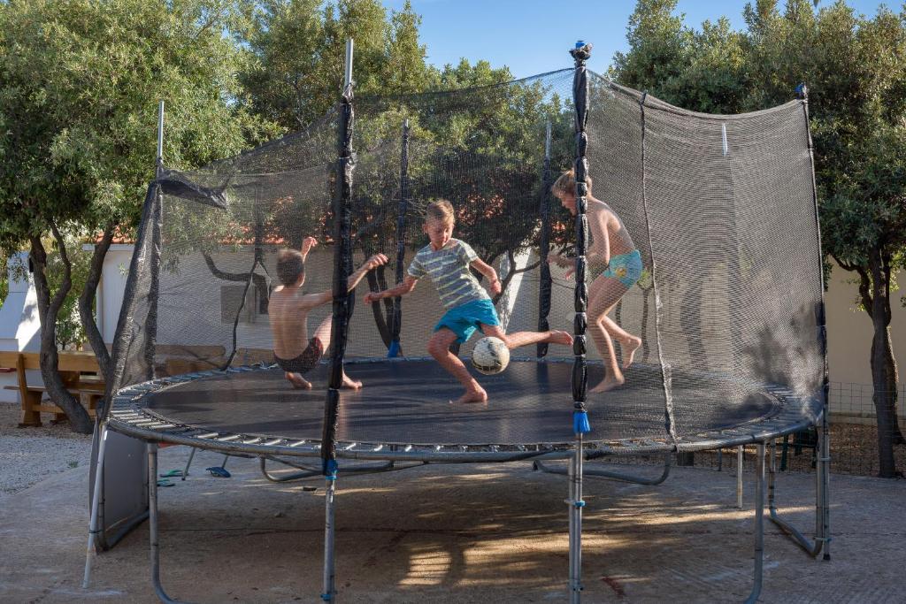 a group of children playing on a trampoline at Holiday Park Mandrice in Mandre
