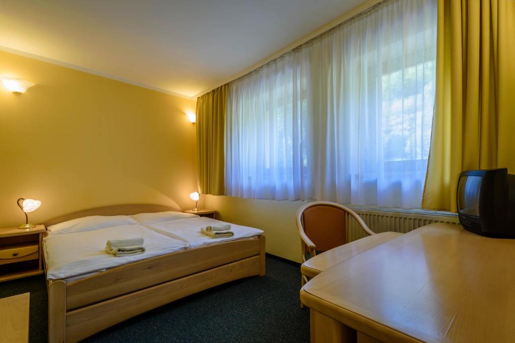 Postel nebo postele na pokoji v ubytování Hotel Boboty